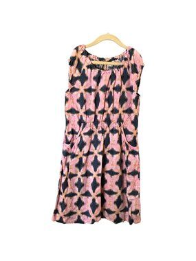 Crewcuts J. Crew Linen Sundress Girls size 10 Pink Orange Gray Ikat Pockets